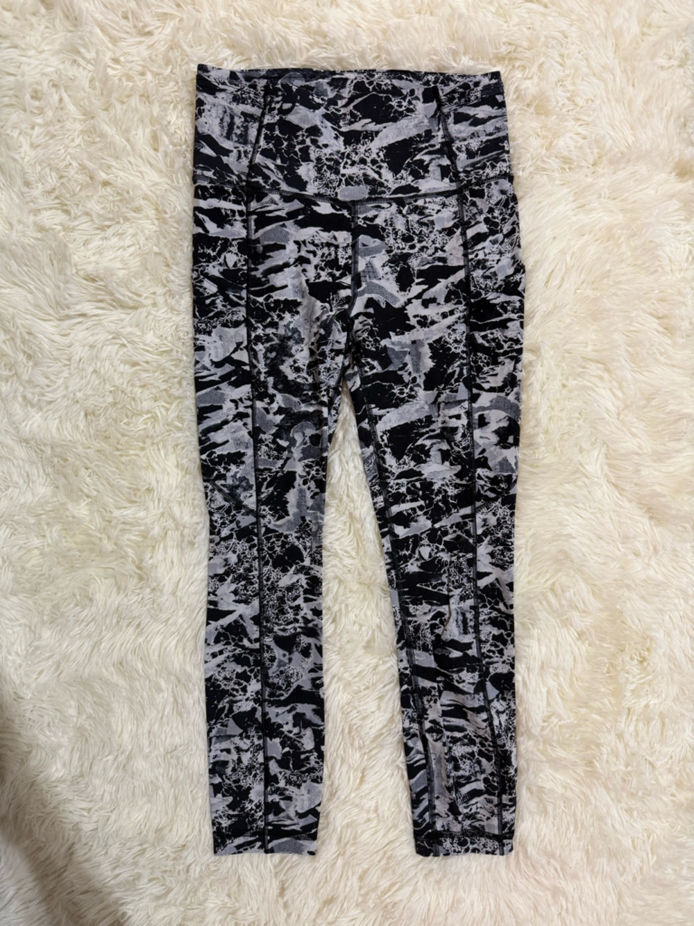 lululemon athletica Black and Gray Marble Print Leggings